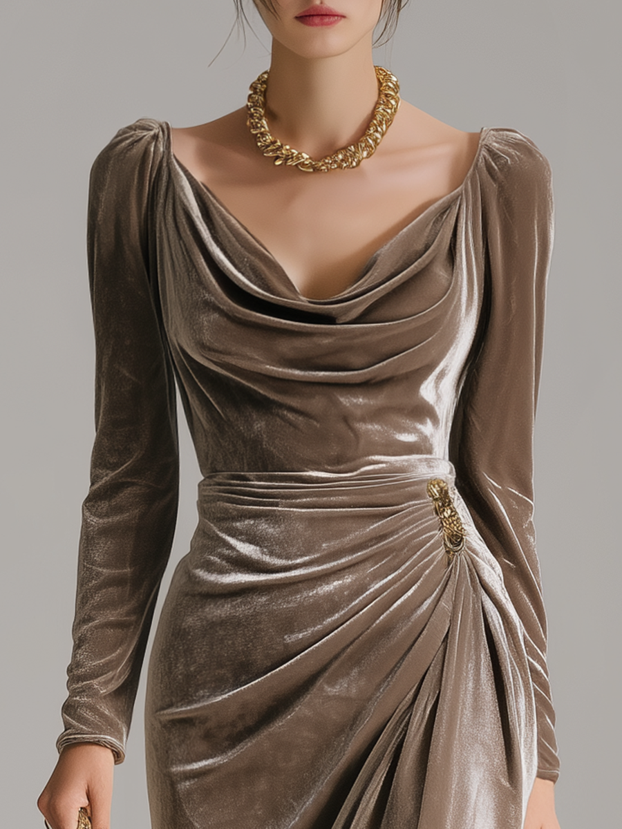 Dames Elegante Midi Jurk Modern