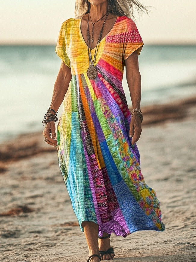 Women's Bohemian Midi Dress with an Elegant Look