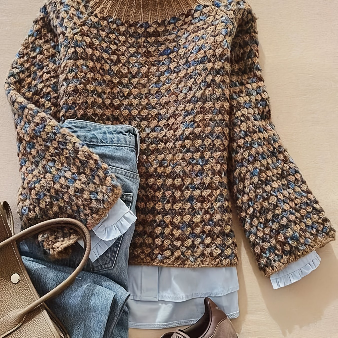 Carina Trui | Dames Herfst Gebreide Trui met Structuur