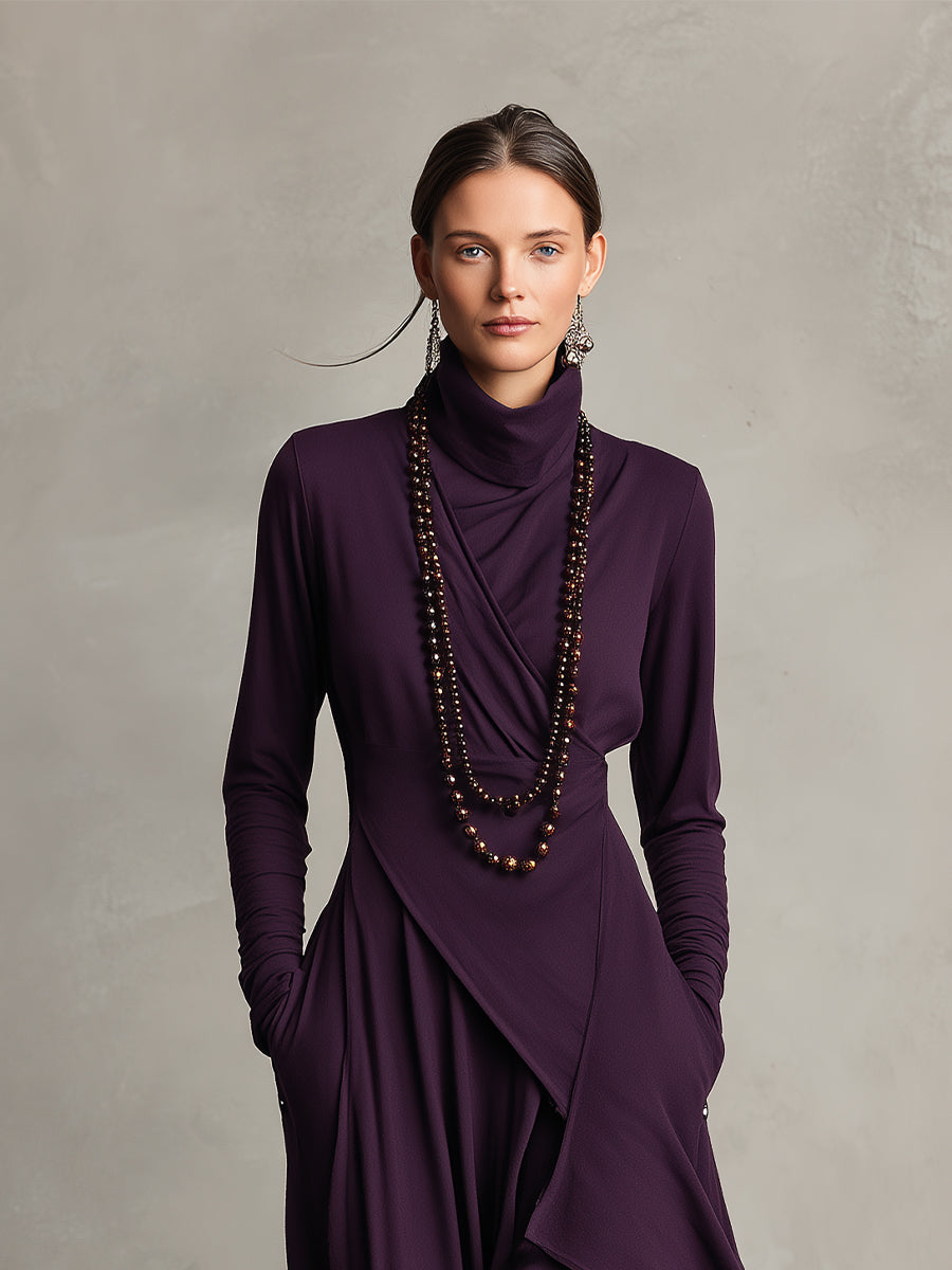 Dames Asymmetrische Gebreide Maxi Jurk
