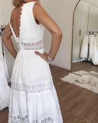 Dames Kant Midi Jurk met V Hals