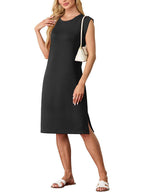 Dames Midi Jurk met Zakken Relaxed Fit