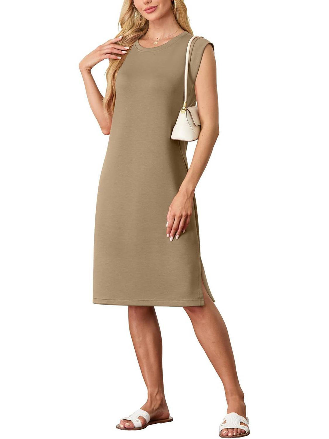 Dames Midi Jurk met Zakken Relaxed Fit