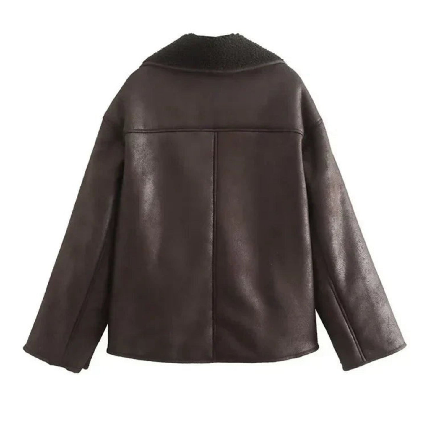 Cate Jas | Dames Winter Imitatieleer Jas met Bontvoering