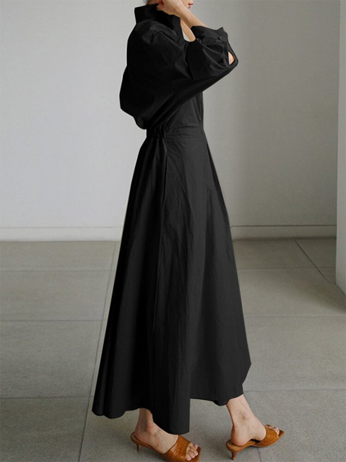 Vicki Jurk | Dames Herfst Elegante Maxi Jurk met Zwierige Pasvorm