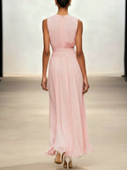 Dames Mouwloze A Lijn Maxi Jurk Chiffon