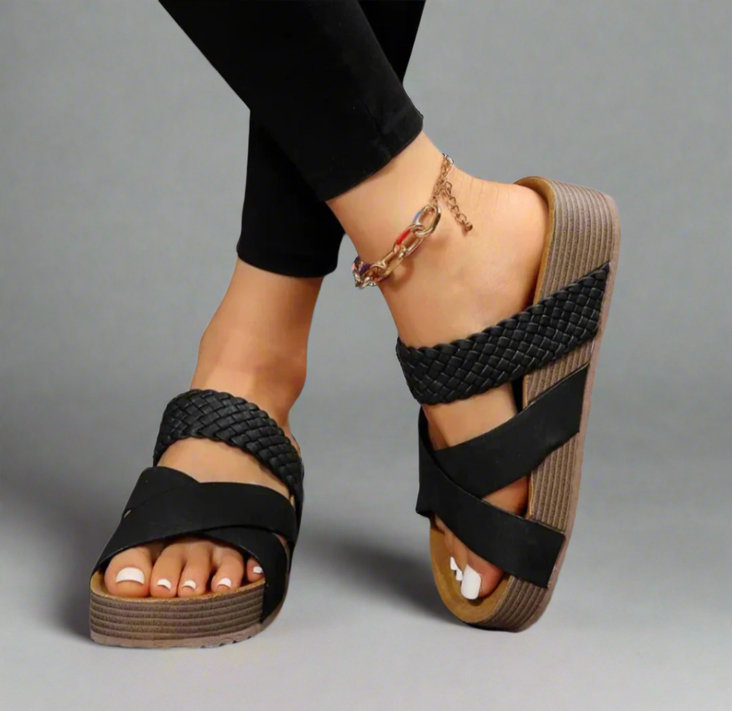 Dames Platform Sandalen met Kruisbandjes