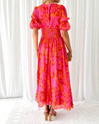Dames Maxi Jurk Rood Roze