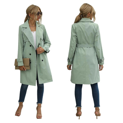 Barbara Trenchcoat | Dames Herfst Dubbelgeknoopte Jas met Tailleceintuur