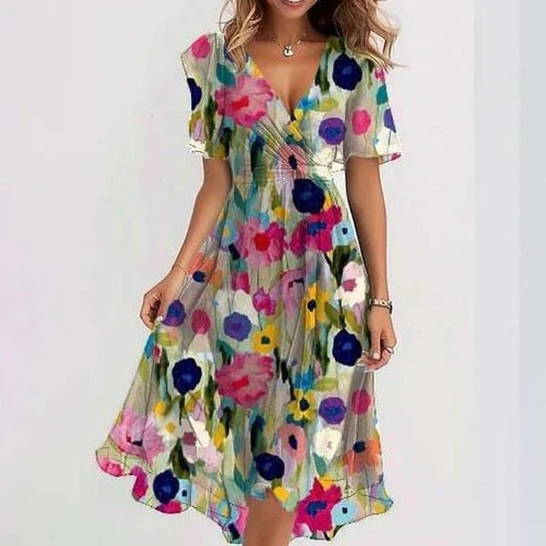Dames Bloemenprint Wikkel Midi Jurk