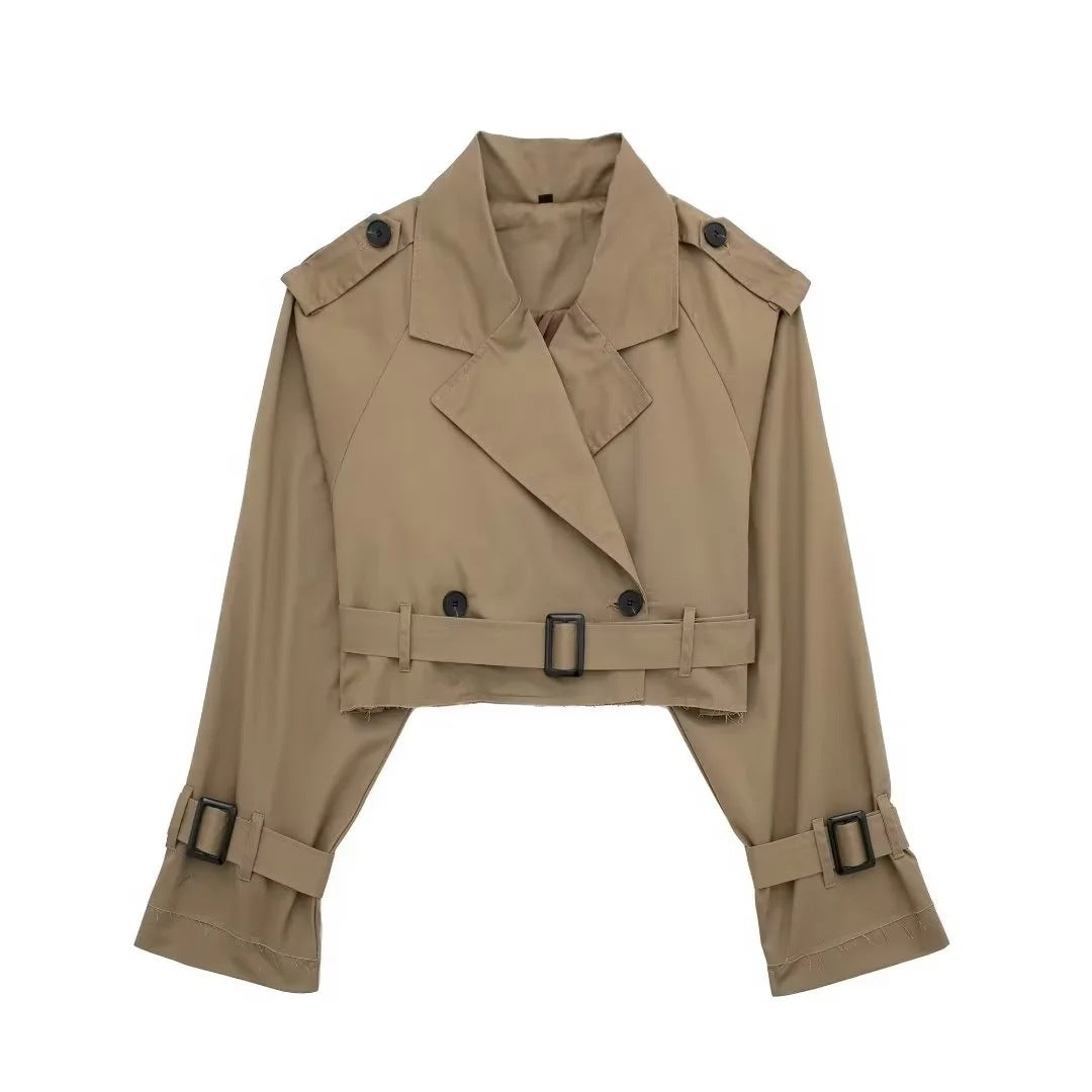 Xosha Trenchcoat | Dames Herfst Cropped Trenchjack