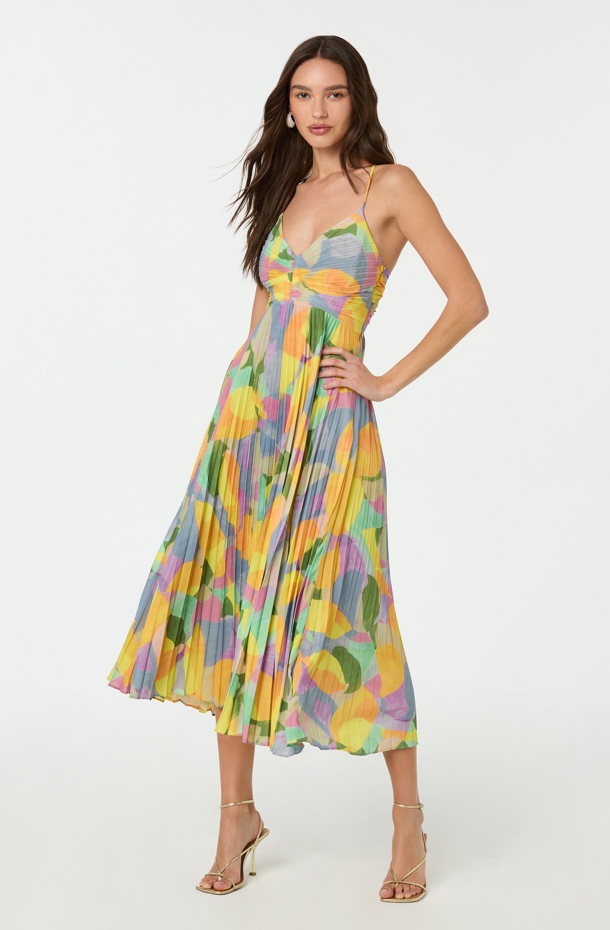 Dames Geplooide Maxi Jurk met Kruisband Achterkant