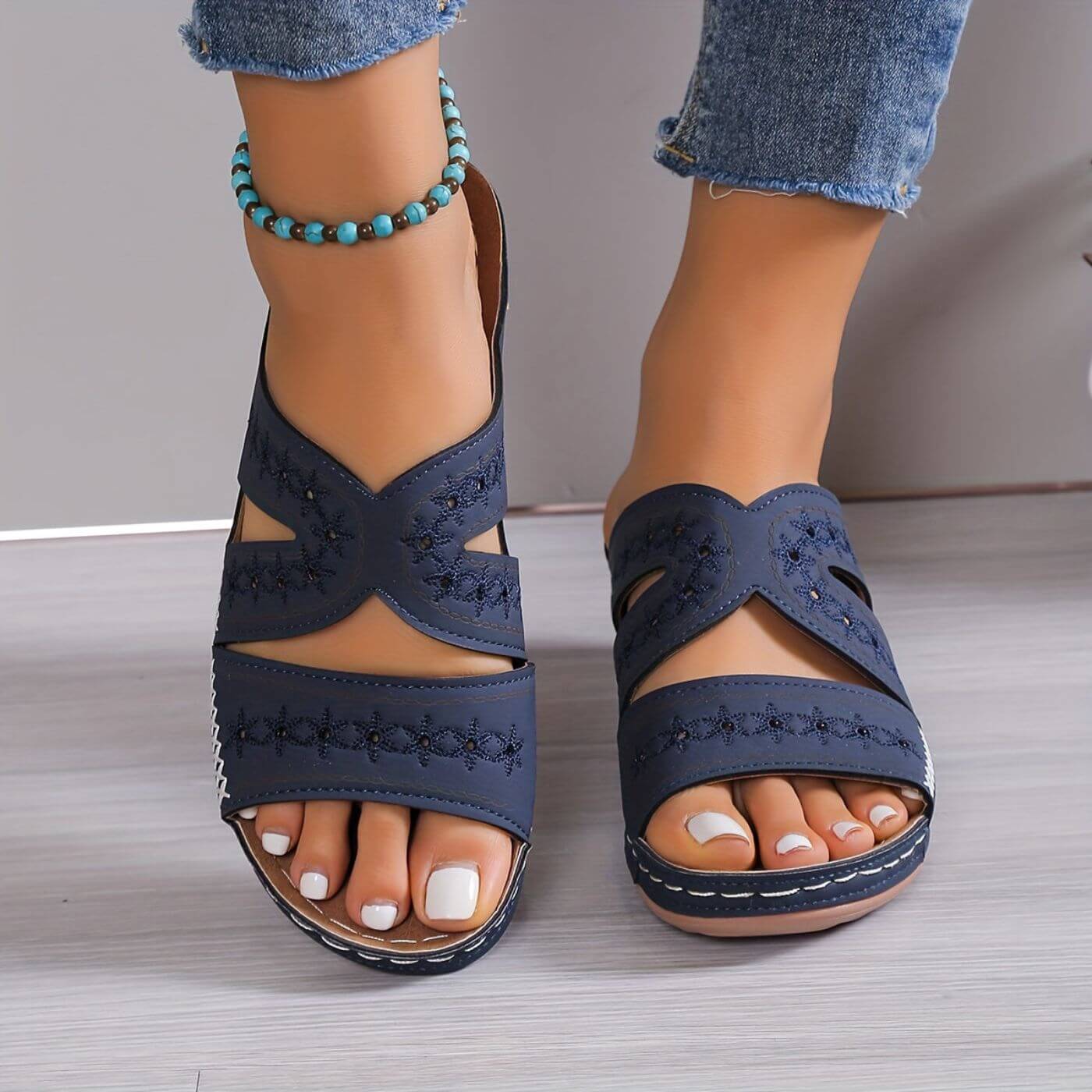 Dames Instap Sandalen met Uitgesneden Zijkanten