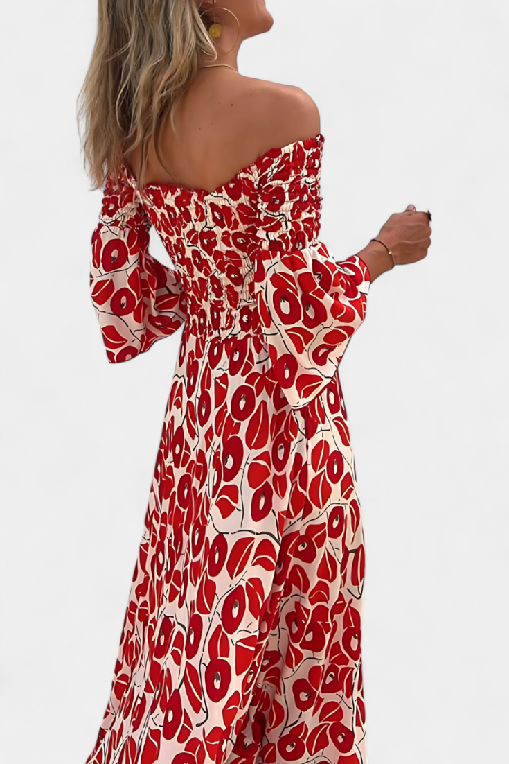 Dames Off Shoulder Maxi Jurk Bloemenprint