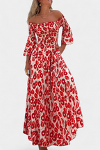 Dames Off Shoulder Maxi Jurk Bloemenprint