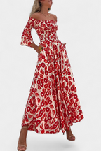 Dames Off Shoulder Maxi Jurk Bloemenprint
