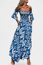 Dames Off Shoulder Maxi Jurk Bloemenprint