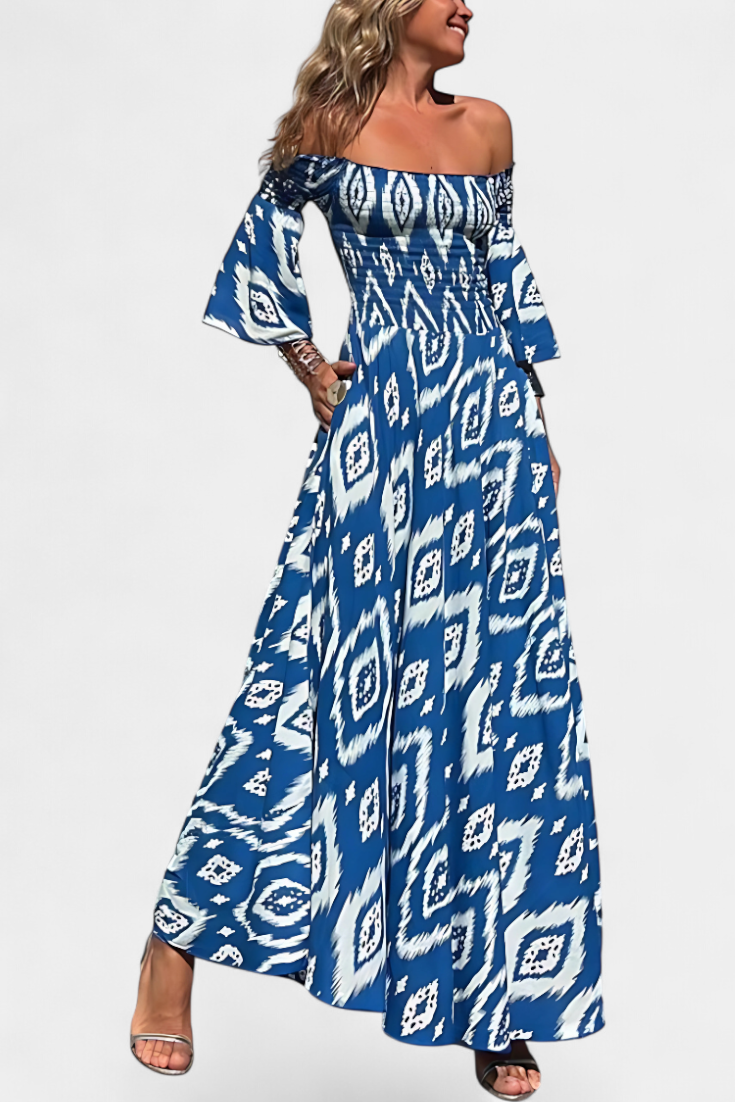 Dames Off Shoulder Maxi Jurk Bloemenprint