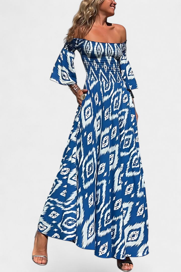 Dames Off Shoulder Maxi Jurk Bloemenprint