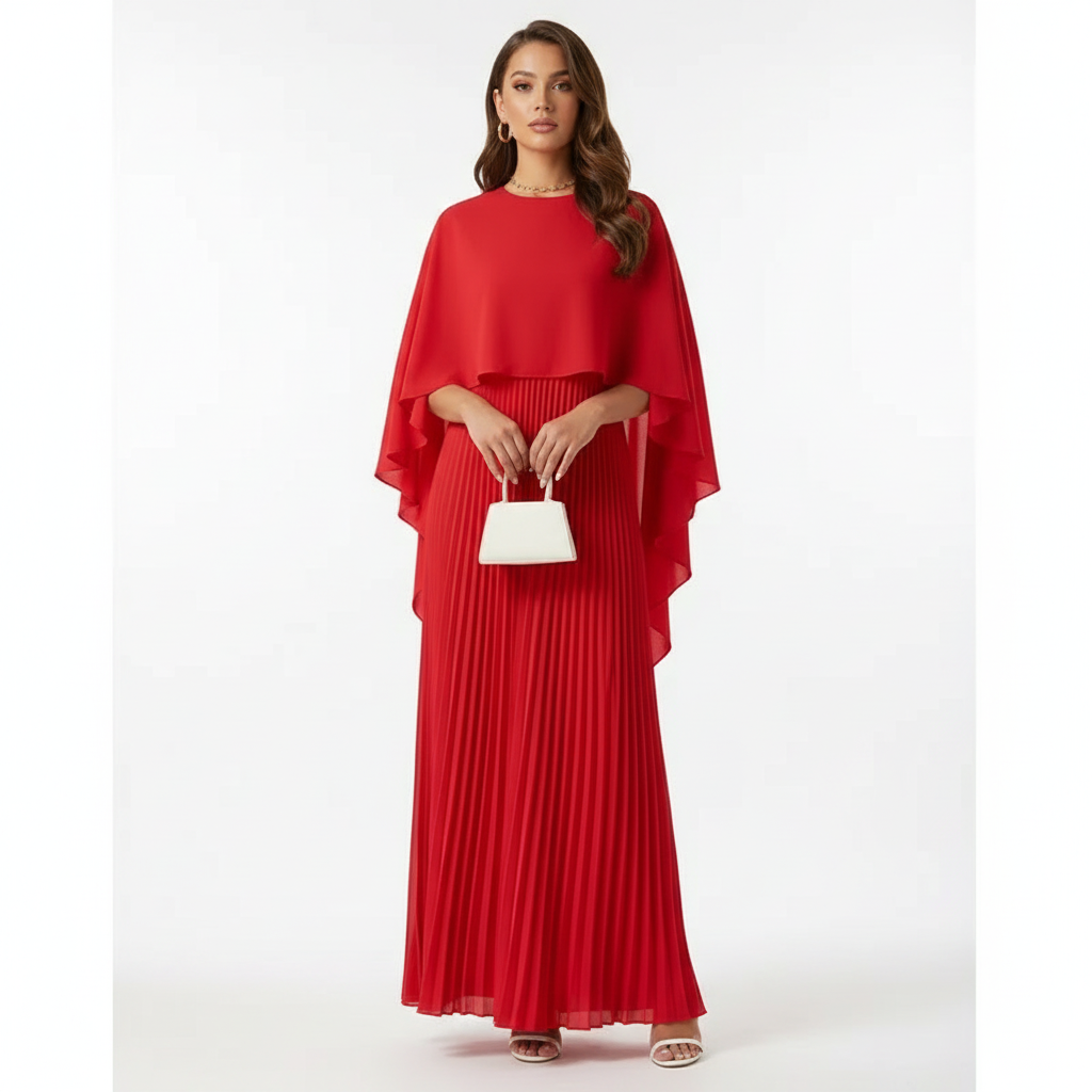 Women's Wedding Guest Pleated Maxi Dress