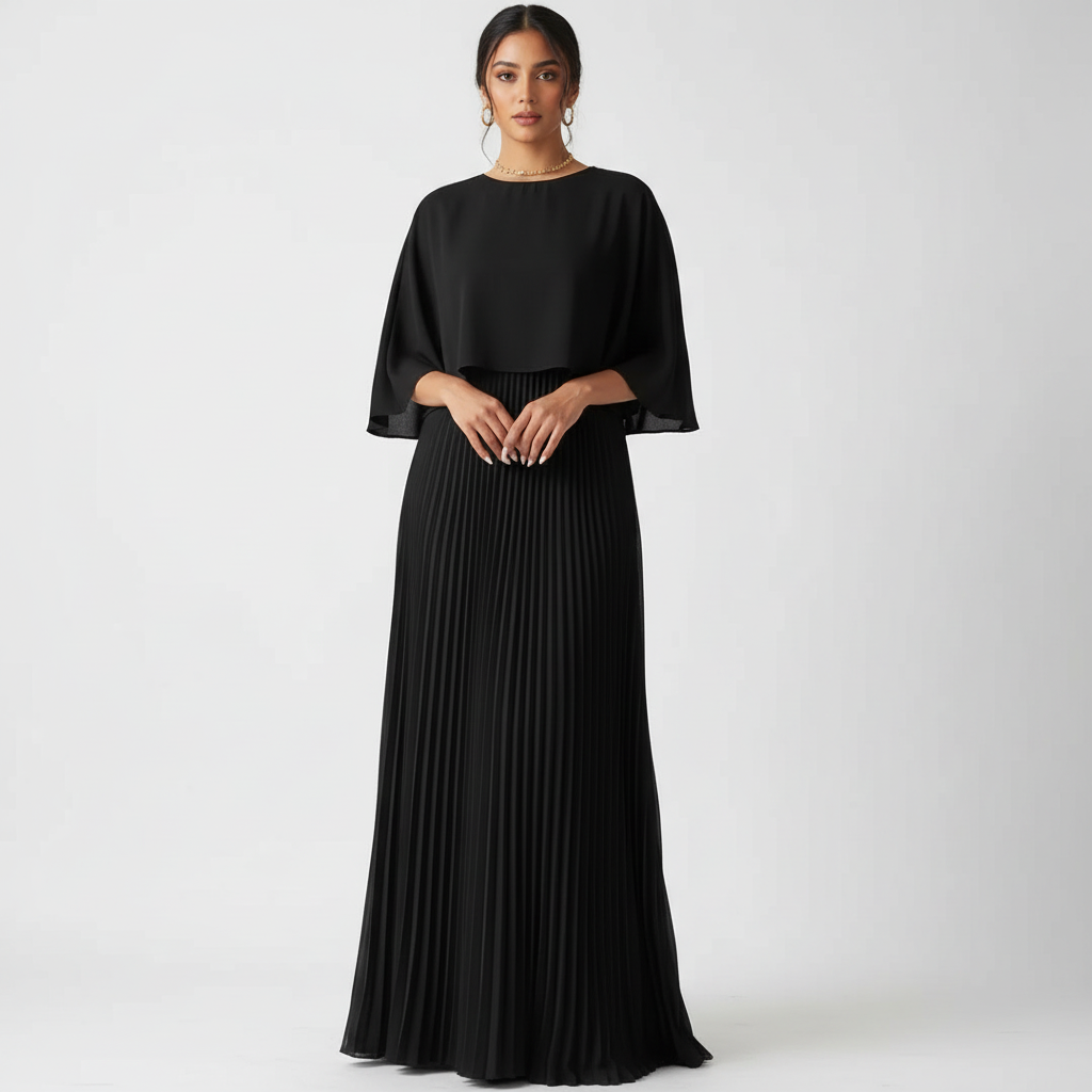 Women's Wedding Guest Pleated Maxi Dress