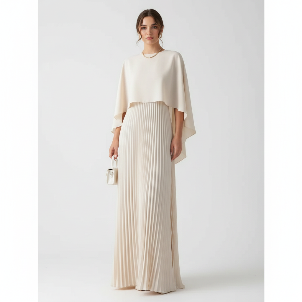Women's Wedding Guest Pleated Maxi Dress