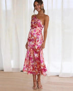 Dames Maxi Jurk Bloemenprint Asymmetrisch