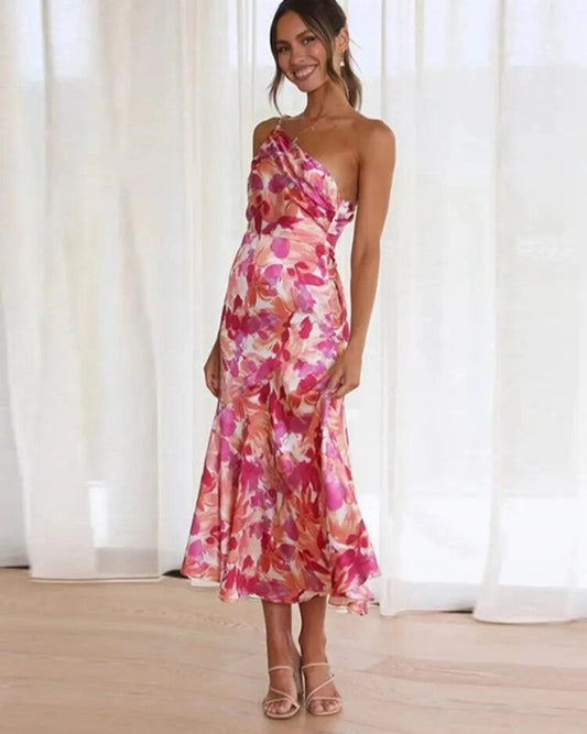 Dames Maxi Jurk Bloemenprint Asymmetrisch