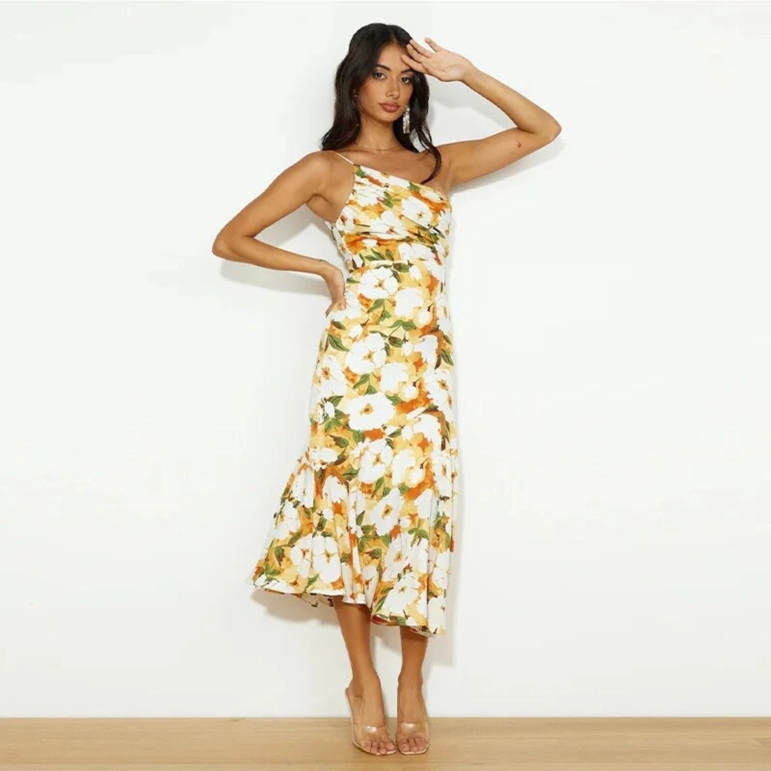 Dames Maxi Jurk Bloemenprint Asymmetrisch