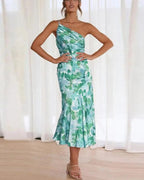 Dames Maxi Jurk Bloemenprint Asymmetrisch