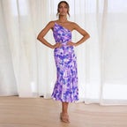 Dames Maxi Jurk Bloemenprint Asymmetrisch
