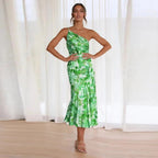 Dames Maxi Jurk Bloemenprint Asymmetrisch