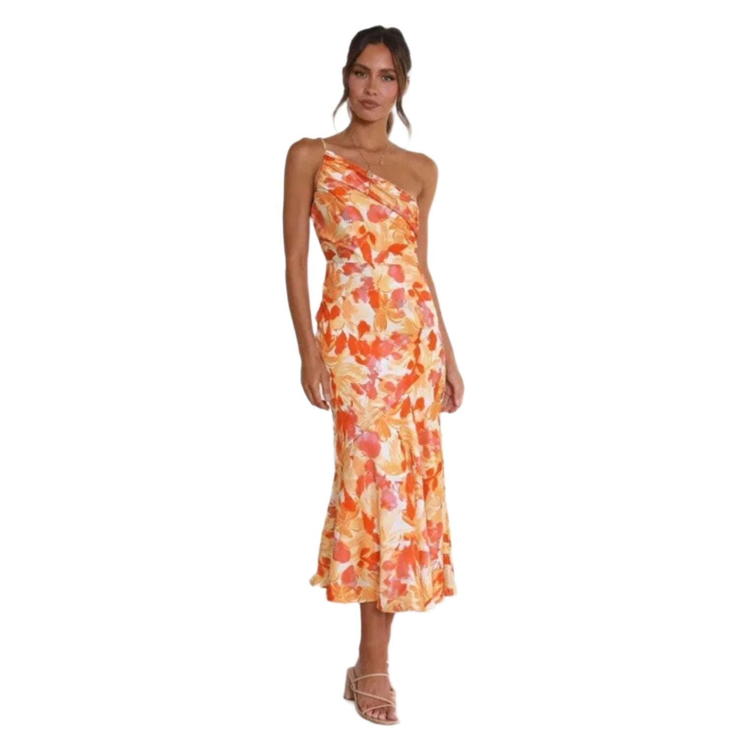 Dames Maxi Jurk Bloemenprint Asymmetrisch
