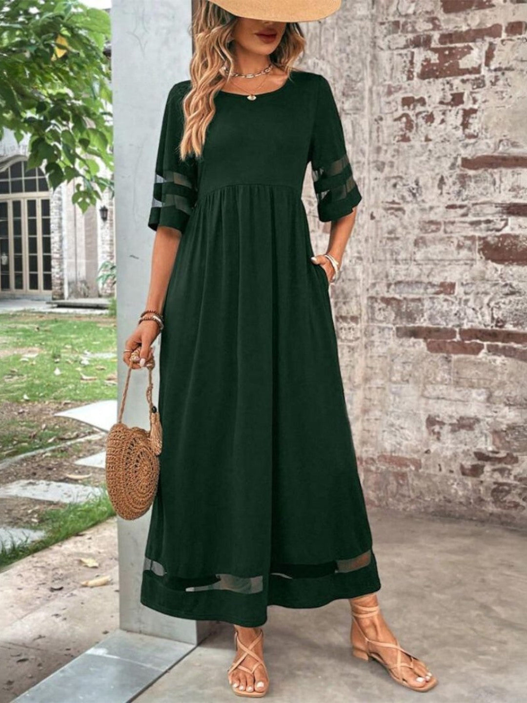Dames Maxi Jurk Ronde Hals