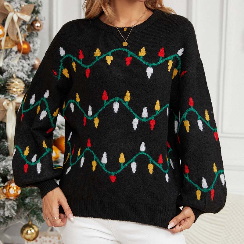 Dory Trui | Dames Winter Gebreide Kersttrui met Lichtjesmotief