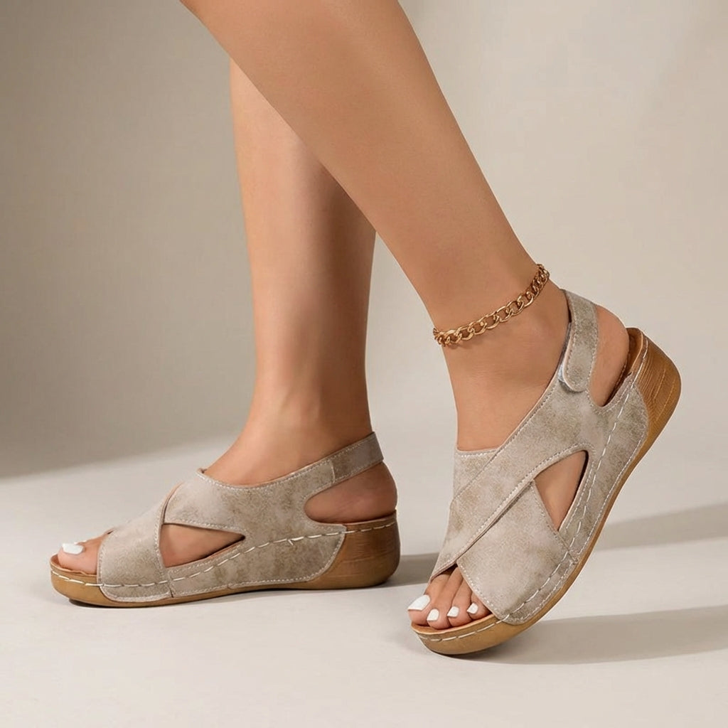 Women's Orthopedic Summer Sandals Suede Wedge Heel