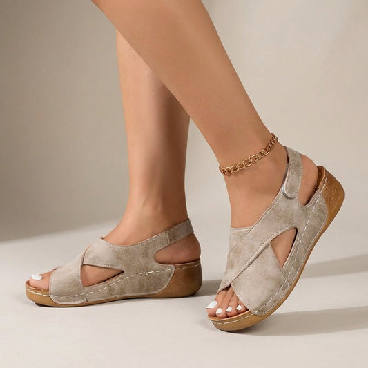 Women's Orthopedic Summer Sandals Suede Wedge Heel