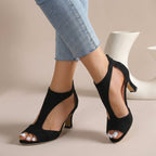 Dames Orthopedische Blokhak Sandalen Suède