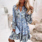 Ovita Jurk | Bloemenprint Lange Mouw Boho Mini Jurk