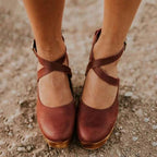Dames Sleehak Sandalen Gesloten Neus Enkelband