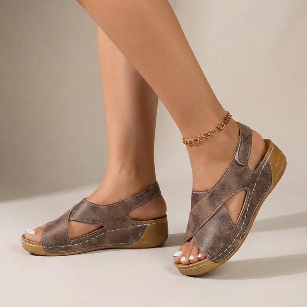 Women's Orthopedic Summer Sandals Suede Wedge Heel