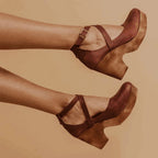 Dames Sleehak Sandalen Gesloten Neus Enkelband