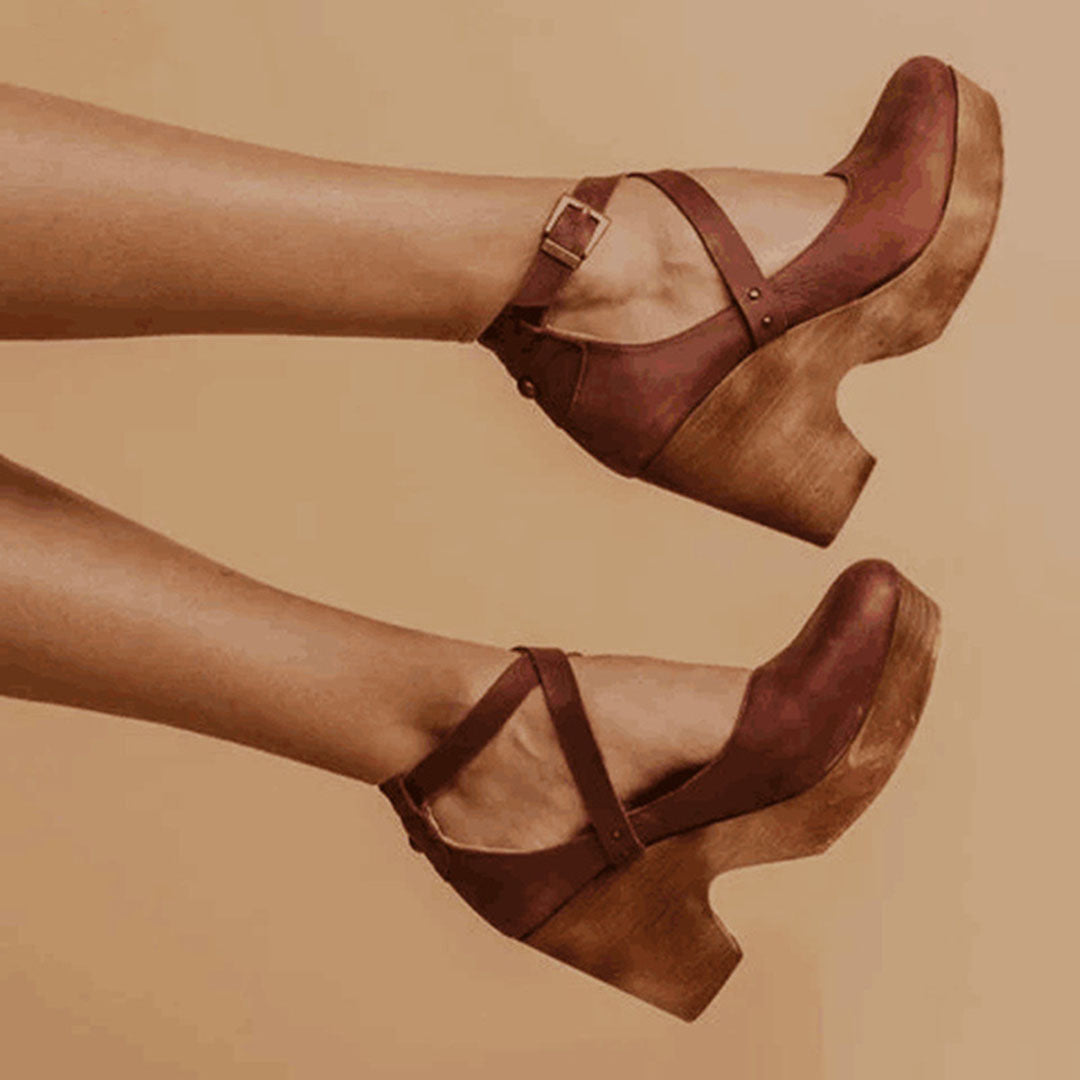 Dames Sleehak Sandalen Gesloten Neus Enkelband