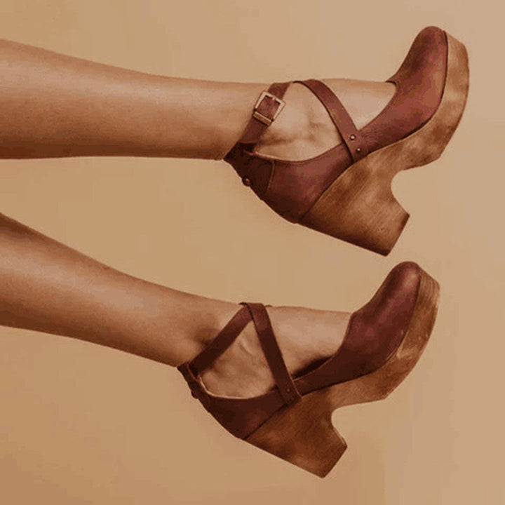 Dames Sleehak Sandalen Gesloten Neus Enkelband