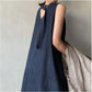 Simonne Jurk | V-Hals Mouwloze Denim Jurk