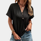 Venus Blouse | Dames Herfst Casual Blouse met Korte Mouwen, V-Hals en Knopen