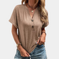 Venus Blouse | Dames Herfst Casual Blouse met Korte Mouwen, V-Hals en Knopen
