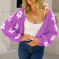 Udele Vest | Dames Herfst Cropped Gebreid Vest met Bloemenpatroon