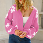 Udele Vest | Dames Herfst Cropped Gebreid Vest met Bloemenpatroon