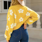 Udele Vest | Dames Herfst Cropped Gebreid Vest met Bloemenpatroon
